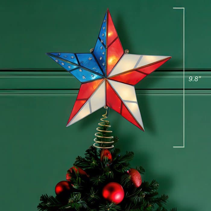 Capiz Usa Flag Inspired Star Lit Tree Topper Glam