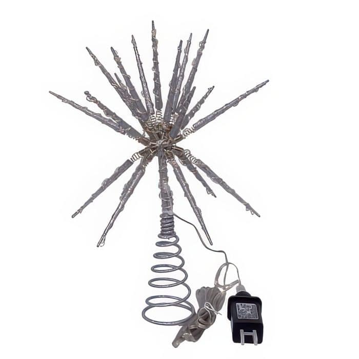 Glitter Starburst Lit Tree Topper Back Cord