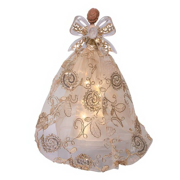 Gold Bow Angel with Star Lit Tree Topper Back