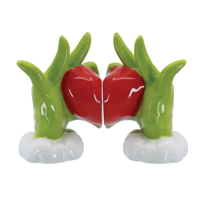 Grinch Heart Hands Salt  Pepper Shakers Back