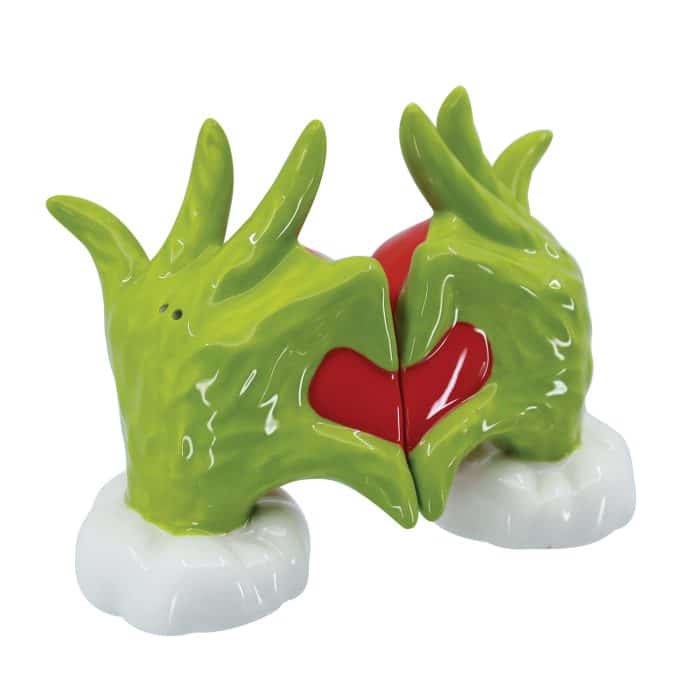 Grinch Heart Hands Salt  Pepper Shakers Quarter View