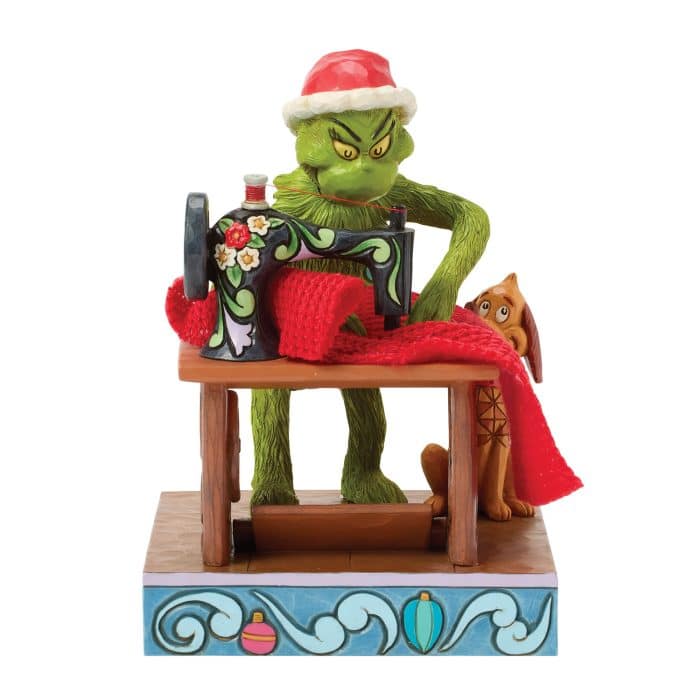 Grinch Sewing Santa Suit by Jim Shore Front