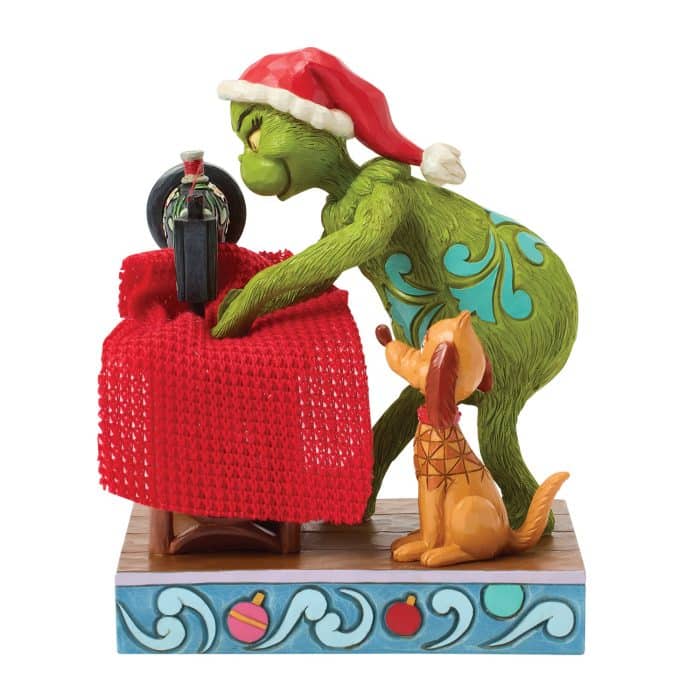 Grinch Sewing Santa Suit by Jim Shore Side One