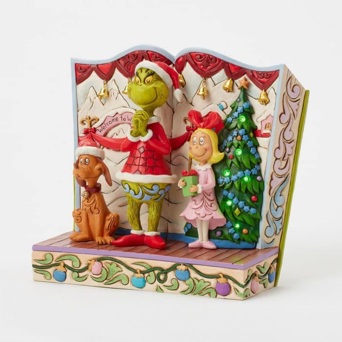 Open Book Grinch Max and Cindy by Jim Shore Quarter View