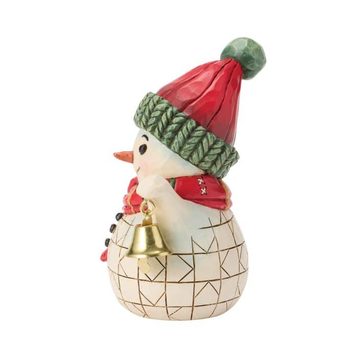 Snowman Holding Bell Mini by Jim Shore Side