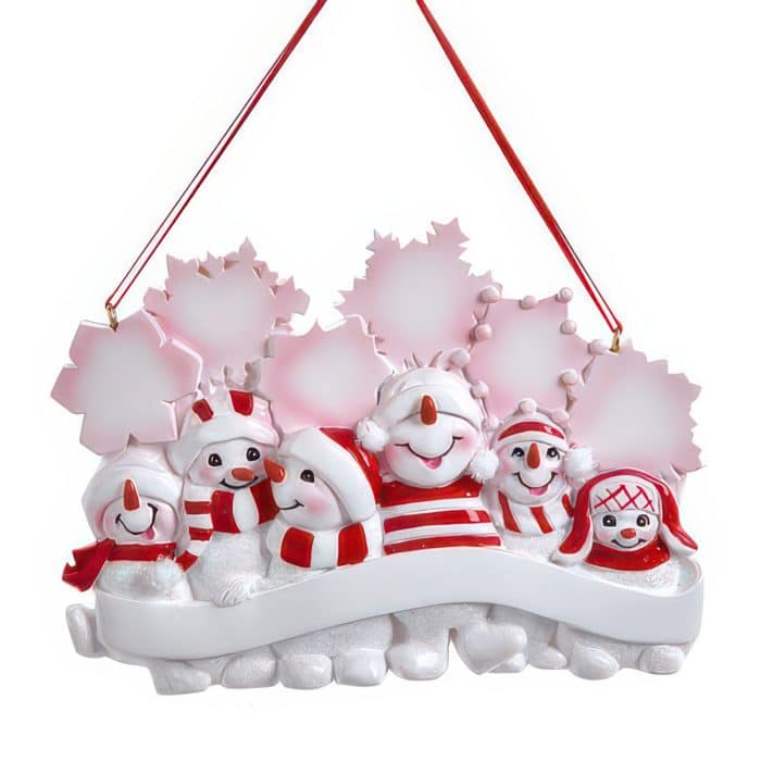 Snowy Snowman Family Ornaments Personalize Six