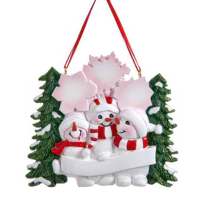 Snowy Snowman Family Ornaments Personalize Three
