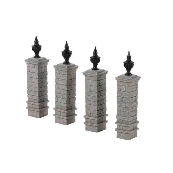 Stone with Black Fence Village D56 Posts