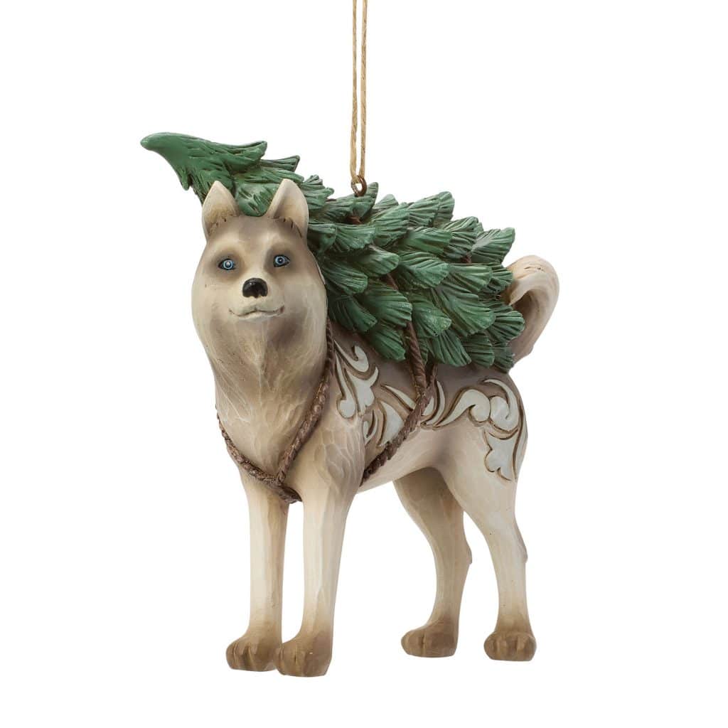 Woodland Husky with Tree Ornament by Jim Shore