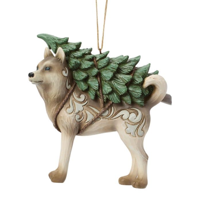 Woodland Husky with Tree Ornament by Jim Shore Front