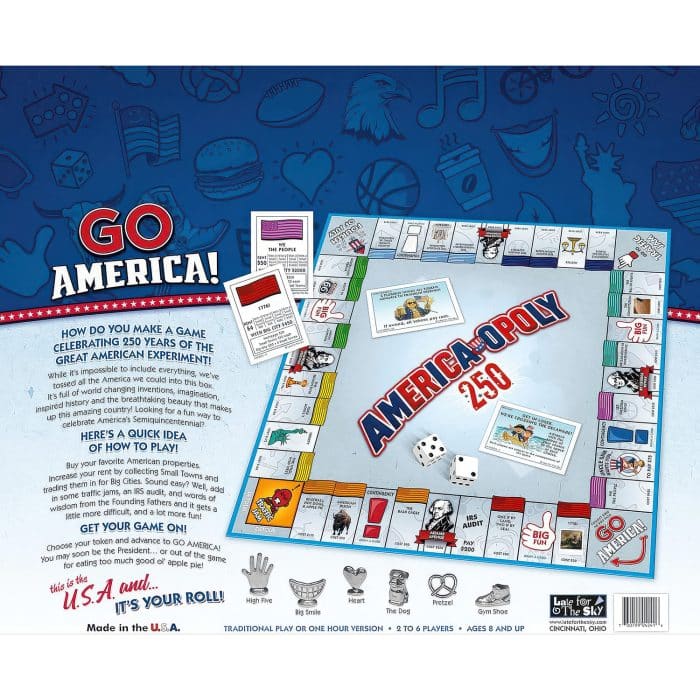 America opoly 250 Usa Game Set Up Board Cards Back
