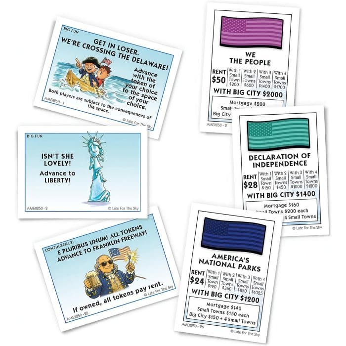America opoly 250 Usa Game Set Up Board Cards