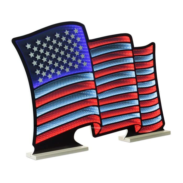 American Flag Waving Infinity Lit Decor