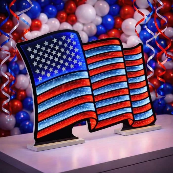 American Flag Waving Infinity Lit Decor Balloons