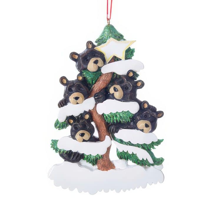 Bear Family on Tree Ornaments Personalize Five
