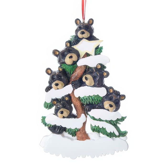 Bear Family on Tree Ornaments Personalize Six