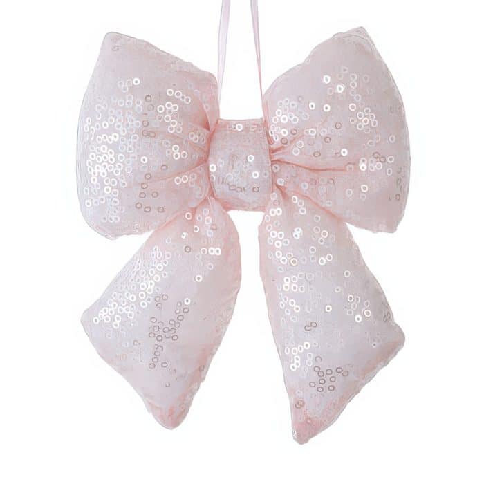 Bow Light Pink Sequin Ornament
