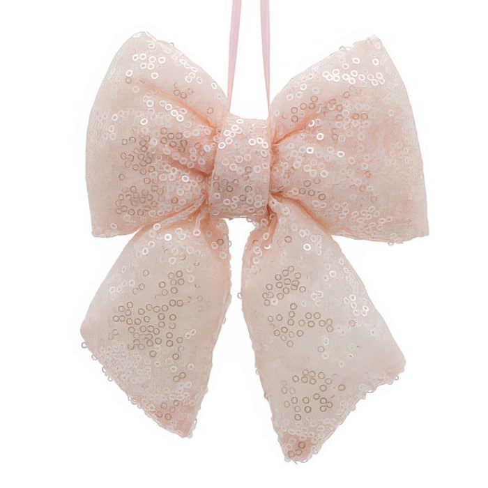 Bow Light Pink Sequin Ornament Back