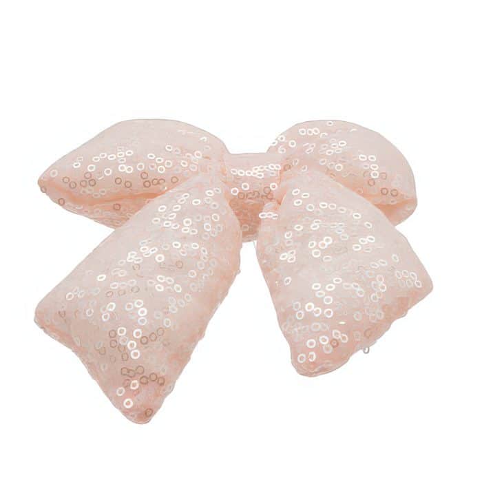 Bow Light Pink Sequin Ornament Flat