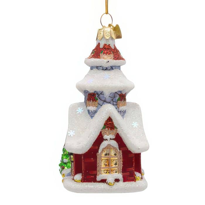 Decorated Christmas House Ornament Back