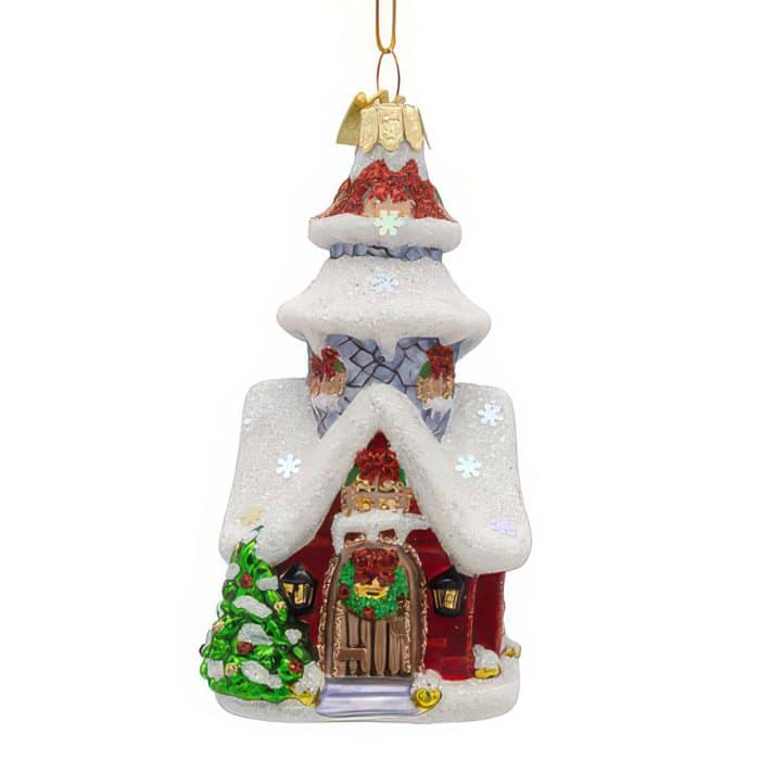 Decorated Christmas House Ornament Front
