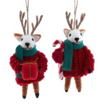Deers with Scarf and Sweater Ornaments