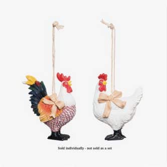 Festive Rooster With Bow Ornaments