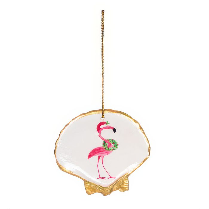Flamingo Scallop Shell Ornament