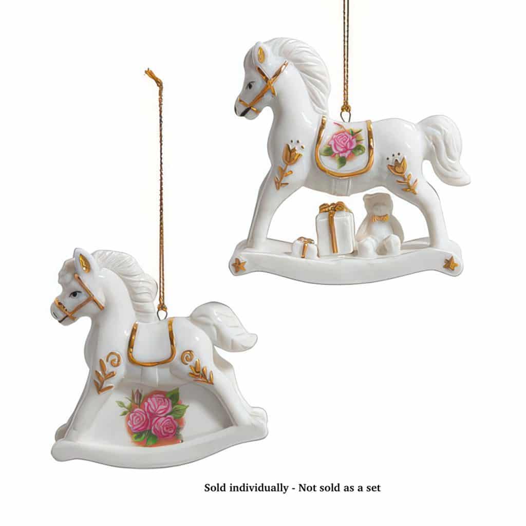 Floral Rocking Horse Ornament Personalize