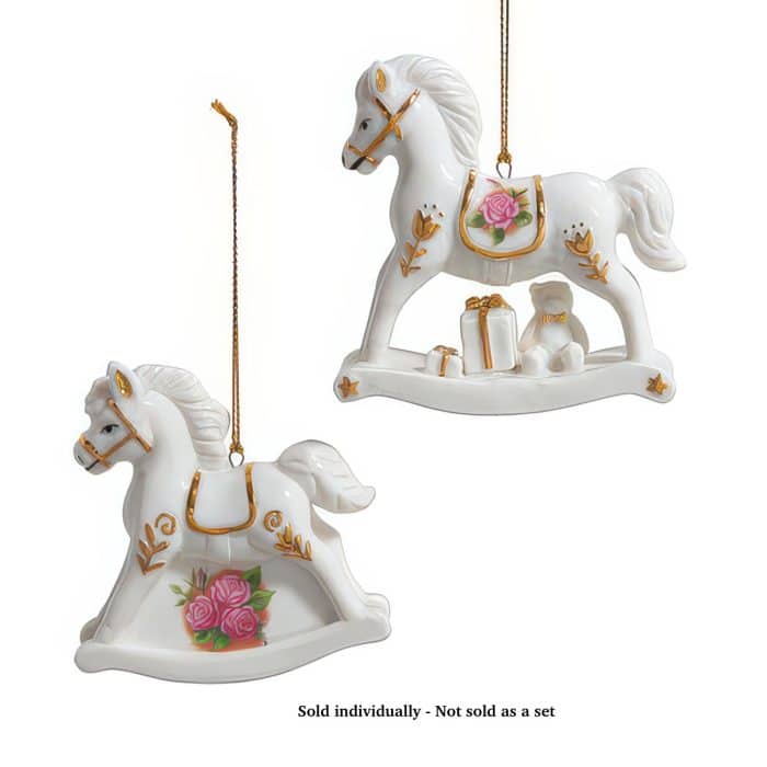 Floral Rocking Horse Ornament Personalize