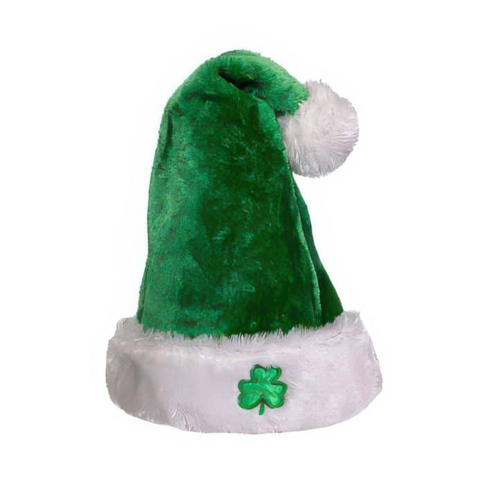 Green Irish Plush Santa Hat