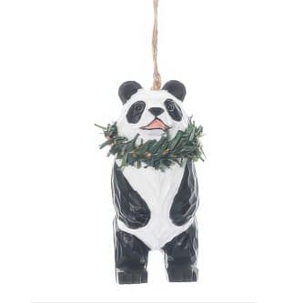 Happy Panda With Wreath Ornament