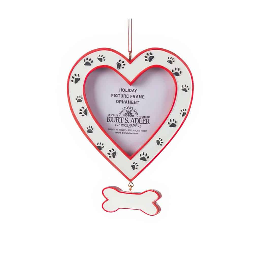 Heart Frame Dog Paw Ornament Personalize