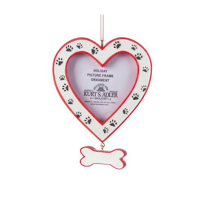 Heart Frame Dog Paw Ornament Personalize
