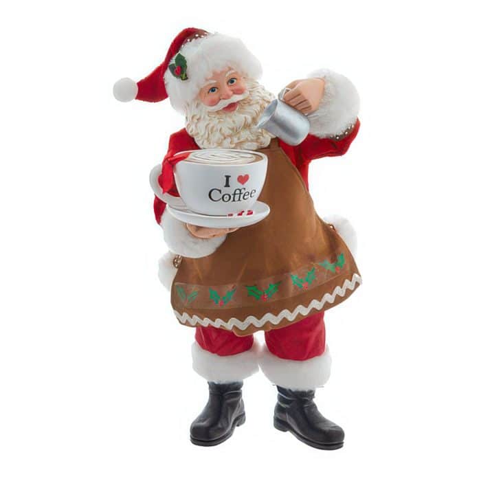 I Love Coffee Santa Figurine