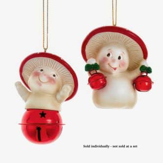 Merry Mushrooms Red Jingle Bell Ornaments