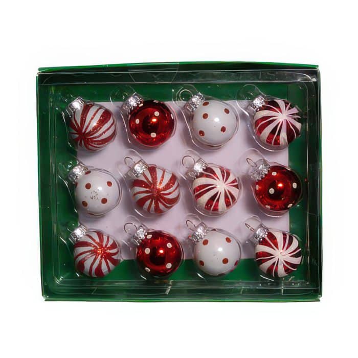 Red and White Mini Ornament Set