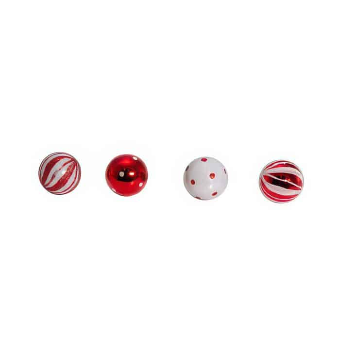 Red and White Mini Ornament Set Side