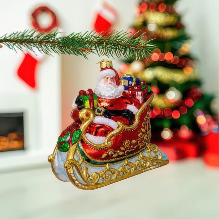 Santa in Sleigh Bellissimo™ Ornament Glam