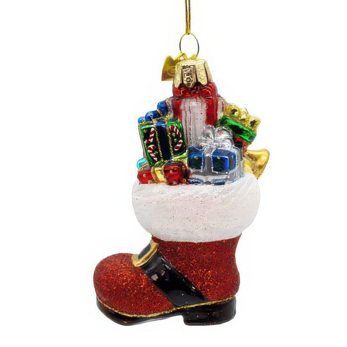 Santas Boot with Presents Ornament Back