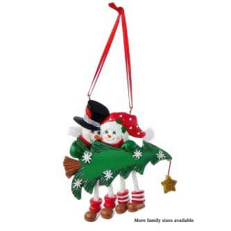 Snowman Carrying Tree Family Ornaments Personalize