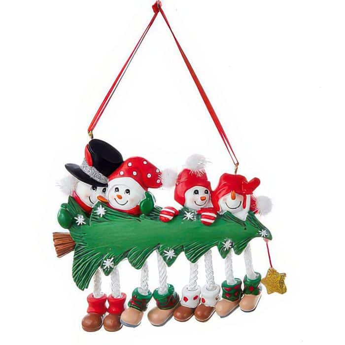 Snowman Carrying Tree Family Ornaments Personalize Four