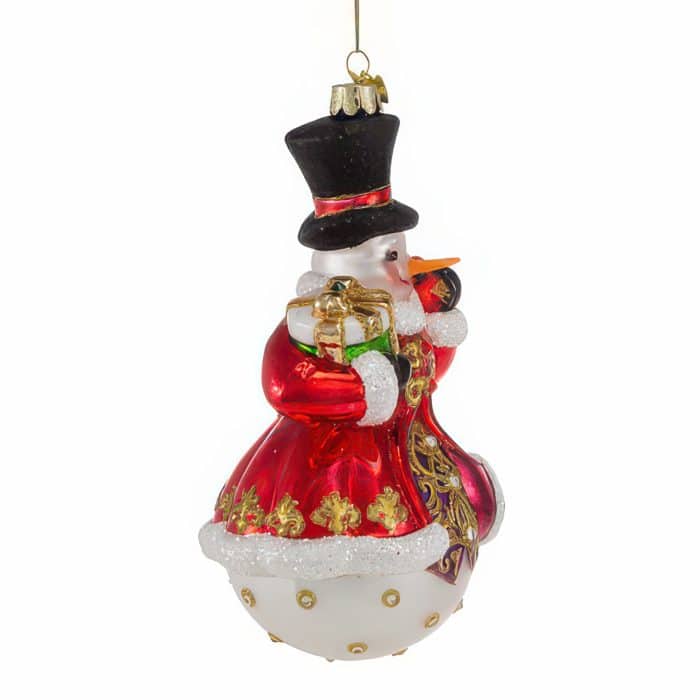 Snowman with Top Hat Bellissimo™ Ornament Side