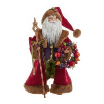 Sugar Fruit Wreath Santa Figurine