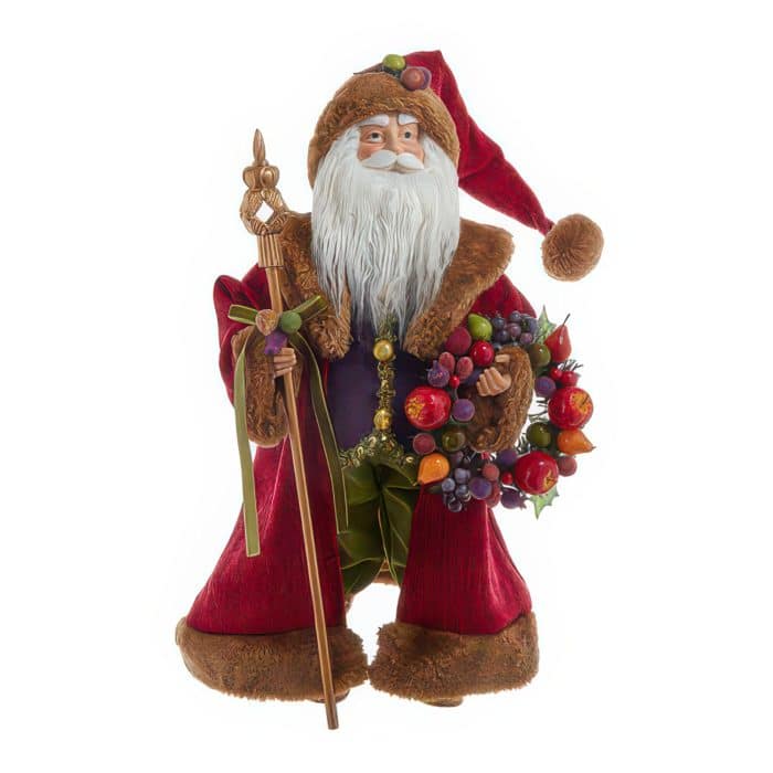 Sugar Fruit Wreath Santa Figurine