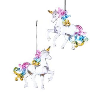 Unicorn Clear Pastel Ornaments