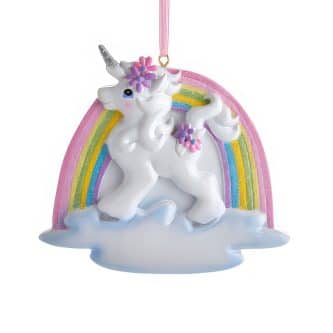 Unicorn Pastel Rainbow Ornament Personalize