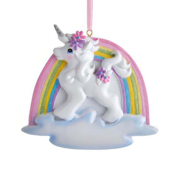 Unicorn Pastel Rainbow Ornament Personalize