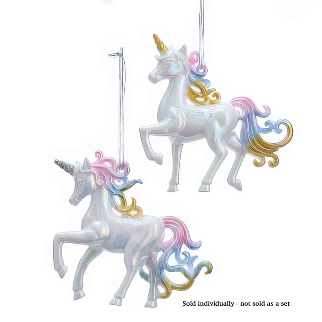 Unicorn White Iridescent Ornaments