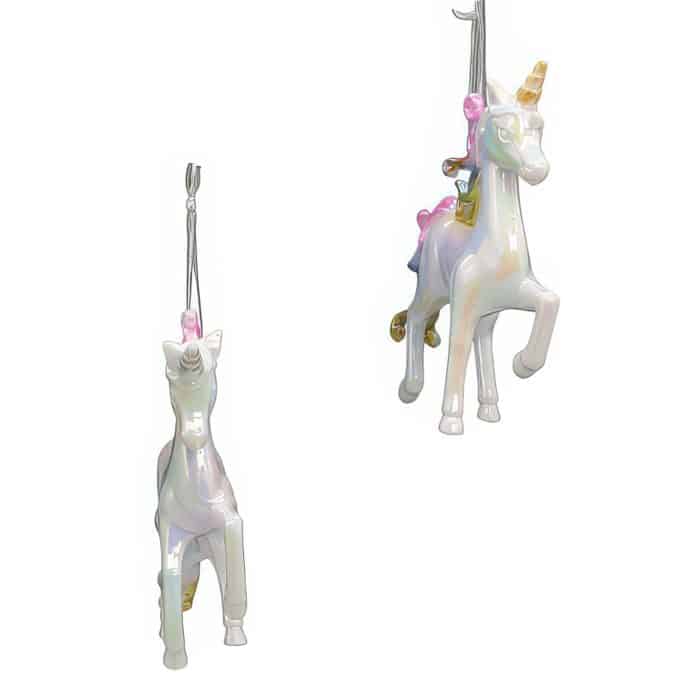 Unicorn White Iridescent Ornaments Front